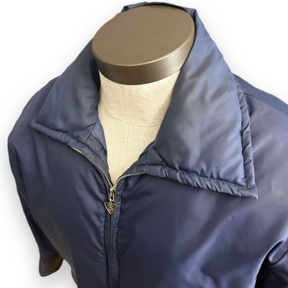 VTG Skitique Puffer Coat Ski Jacket Blue Goose Down Blue Sz Large Made in Japan - Picture 3 of 16